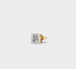 IGI Certified Lab Grown Princess Cut Diamond Bezel Stud <b>Earrings</b> 9K Yellow / White / Rose Gold Square Diamond <b>Earrings</b> - Product Image 2