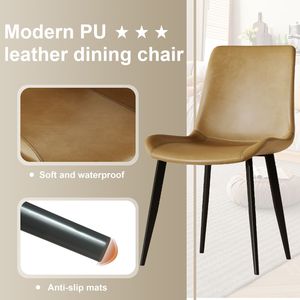 Set Moderno di 4 Sedie da Pranzo con Sedute in Pelle PU Marrone e Gambe in Acciaio al Carbonio Nero per Casa e Ristorante - Product Image 4