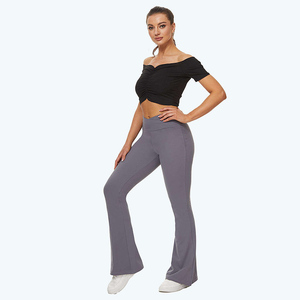 Leggings Estilo Flare de Alta Elasticidad, Clásicos, Lisos, Teñidos, Casuales, para Hacer Ejercicio al Aire Libre, Correr, Pantalones Flare de Verano - Product Image 5
