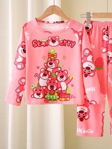 Ensemble de pyjamas pour filles, dessin animé, manches longues, imprimé violet, vêtements de nuit en deux pièces, printemps automne, vêtements de maison pour enfants - Product Image 3