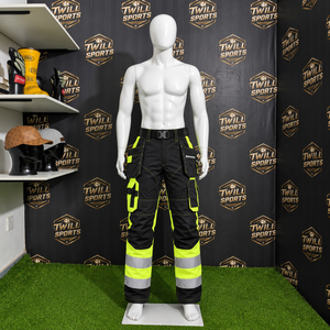 High Visibility <b>Work</b> Pants Men Reflective Cargo Trousers With <b>Knee</b> <b>Pads</b> Polyester Safety Protective Uniform - Product Image 4