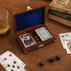 Handcrafted Indian Rosewood Double Deck Card & <b>Dice</b> Box | Luxury Playing Card Storage Case Poker Game Gift Collection <b>Set</b> - Product Image 2