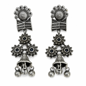 Export Quality <b>Oxidized</b> Silver-Plated Drop Earrings Onyx Bezel Setting Ethnic Wedding Jewelry Women Direct Factory Bulk ARTS - Product Image 1
