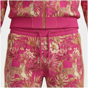 Unisex <b>Pink</b> Floral <b>Tracksuit</b> Set Full Sleeve Stand Collar Zipper Front Casual Regular Fit Spring Wear Breathable Polyester - Product Image 5