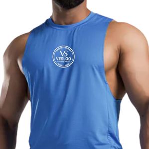 Camiseta sin mangas azul eléctrico con efecto lifting para levantamiento de pesas, gimnasio, entrenamiento, fitness, transpirable, atlética, ropa deportiva sin mangas - Product Image 4