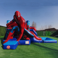 Château gonflable Spiderman commercial avec toboggan pour fêtes d'enfants