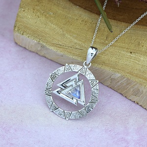 Rainbow Moonstone 925 Sterling Silver <b>Pendant</b> Cabochon Gemstone Handmade Designer Symbol Birthstone Cham <b>Pendant</b> - Product Image 6