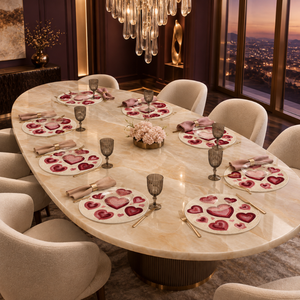 Set de table en verre perlé Cœurs Romantiques |   Tapis de table résistant à la chaleur, écologique, durable, fait à la main, pour la Saint-Valentin, les mariages et les fêtes - Product Image 2