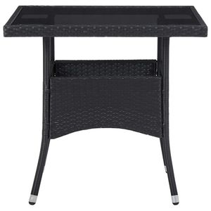 Tavolo da Pranzo in Rattan PE Nero con Struttura in Acciaio e Piano in Vetro Temperato, Arredamento Elegante per Esterni - Product Image 2