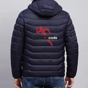 Chaqueta Acolchada con Capucha Azul Marino para Hombre, Cierre de Cremallera, Chaqueta Deportiva de Invierno - Product Image 2