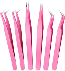 Pinzas Profesionales para Pestañas, Pinzas de Precisión para Extensión de Pestañas, Herramienta de Belleza de Acero Inoxidable para Uso en Salón y en Casa - Product Image 1