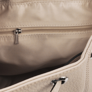 Sac à dos en cuir recyclé beige pour femme, style minimaliste, sac à bandoulière pour usage quotidien avec fermeture à cordon - Product Image 5