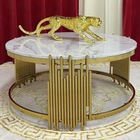 Table basse sculpturale moderne en métal et marbre, écologique, pour la maison, le bureau ou le salon