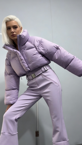 Women's Two-Piece Reversible Athletic Tracksuit Set High-Stretch 100% Cotton <b>Hip</b>-Hop Activewear Eco-Friendly Breathable Fleece - Product Image 5