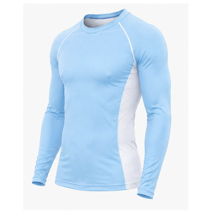 Men's Light Blue <b>Long</b> <b>Sleeve</b> Rash Guard Compression Shirt Quick Dry Athletic <b>Base</b> <b>Layer</b> Top - Product Image 4