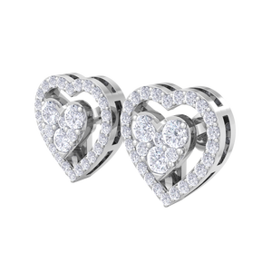 Boucles d'oreilles en or blanc 14 carats avec diamants en forme de cœur pour femmes, bijoux fins élégants et romantiques, cadeau de vente en gros - Product Image 4