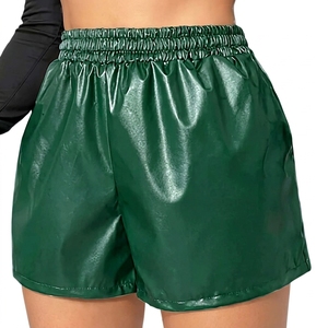 Women's High Waisted PU Leather Shorts Solid Color Elastic Waist Loose Fit Gym Casual Shorts Pants Flexible Short - Product Image 6