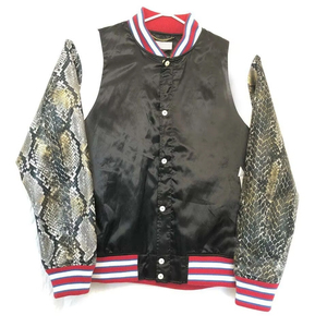 Chaqueta Varsity de Satén con Mangas de Cuero, Estilo Urbano Hip Hop, Bordado Personalizado, Transpirable, Tallas Grandes - Product Image 1