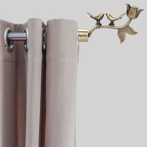 Curved <b>Curtain</b> <b>Pole</b> <b>Finials</b> With Birds And Tulip Design Antique Bronze Finish Traditional Vintage Style - Product Image 1