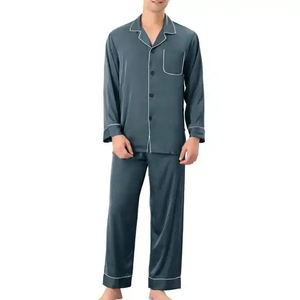 Customized Men's Sleepwear Set Long Durable Bamboo Fiber Comfortable Flare Sleeves Classic Breathable Sleepsuit MADE BY BS - Product Image 2