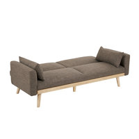 Platzsparendes Click-Clack Schlafsofa mit herunterklappbarer Rückenlehne, Armlehnen und Kissen für Apartment und Gästezimmer