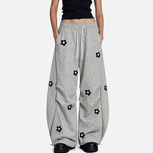 Unisex Streetwear Baggy Pants Loose Fit Sweatpants <b>Wide</b> Leg Joggers Custom Logo Printing Embroidery Supplier - Product Image 2