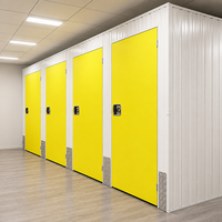 Unité de stockage autonome jaune avec accès par serrure à cadenas, casier de stockage autonome à compartiments modulaires en une seule rangée, unités de stockage pour entrepôt