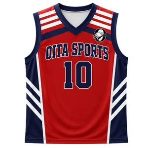 Navy <b>Red</b> White Sublimation Basketball Jersey and Shorts Set Athletic Team Outfit for School Club League Game Day Performance - Product Image 3