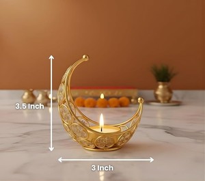 Moon Shaped Crystal <b>Tea</b> Light Candle Holder Elegant Decorative Candle <b>Stand</b> for Home Living Room Bedroom Festive Decor - Product Image 5