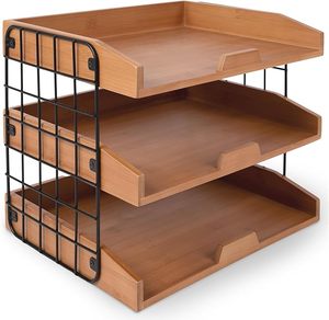 Minimalist Teak Wood Desk Organizer with Paper Tray - Aqdus Saleem - Product Image 3