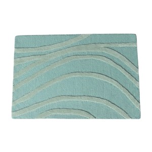 Tapis moderne en laine tufté à la main, motif abstrait ondulé lignes organiques, vert turquoise clair, haute densité, sculpté, antidérapant, pour la maison - Product Image 4