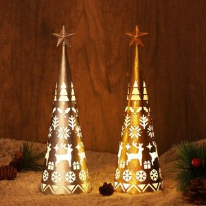 Metal <b>Christmas</b> <b>Tree</b> Decor Die Cut Centerpiece Modern Holiday <b>Table</b> Decoration Handmade with Candle Holder - Product Image 3
