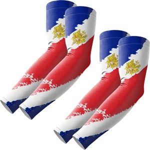 Mangas de compresión deportivas para hombre con estampado de la bandera mexicana, protección UPF50+, poliéster, longitud completa - Product Image 3