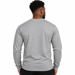 Phi Beta Sigma Light <b>Grey</b> Long Sleeve <b>T</b> <b>Shirt</b> with Blue White Greek Letter Chest Print O Neck Ribbed Sleeve Cuffs Unisex Greek - Product Image 1