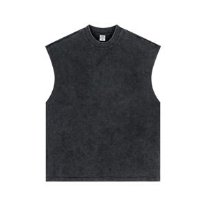 Débardeur d'été pour homme de haute qualité et débardeur de sport confortable 100% coton, gilet de sport sans manches effet délavé pour homme - Product Image 1