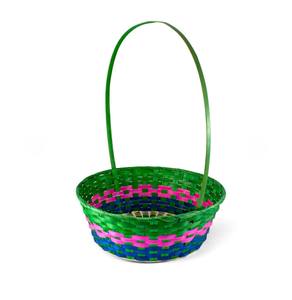 Handicraft Woven Bamboo <b>Basket</b> Painted Small Handle Buckets for Easter <b>Egg</b> Hunt Picnic Party Supplies Birthday Decorations - Product Image 3