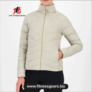 Women's <b>quilted</b> puffer jacket Winter solid color polyester Polyester <b>wadding</b> stand collar Full sleeve puffer coat - Product Image 1