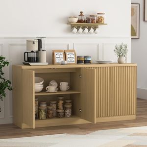 62.60\" Wooden <b>Sideboard</b> Cabinet with 4 Doors and Shelves <b>for</b> <b>Kitchen</b> Coffee Bar or Office-Buffet Credenza and Storage - Product Image 3