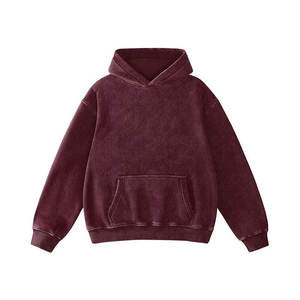 Custom <b>Polyester</b> Cotton Acid Washed Oversized Vintage Heavy Weight <b>Hoodie</b> Pullover Unisex Streetwear with Pocket Winter Stone - Product Image 1