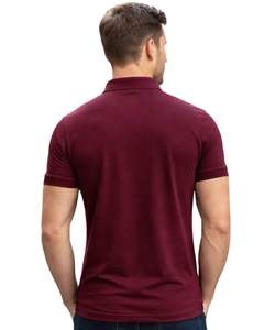 Polo de Algodón Borgoña para Hombre con Cuello de Media Cremallera, Corte Ajustado, Manga Corta, Estilo Casual de Verano, Fabricante OEM, Suministro al por Mayor - Product Image 2