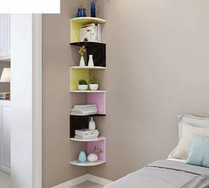 Estantes Esquineros Flotantes de Madera de Ingeniería Zig Zag para Decoración de Sala de Estar y Dormitorio (MDF - Fibra de Densidad Media) Decoración de Esquinas - Product Image 1