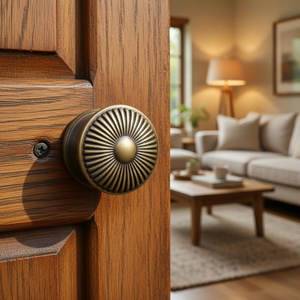 Pomo de Puerta Antiguo de Latón Sólido de Alta Resistencia |   Manija Clásica Vintage para Puerta Principal |   Herrajes de Entrada para Puertas Interiores y Exteriores del Hogar - Product Image 2