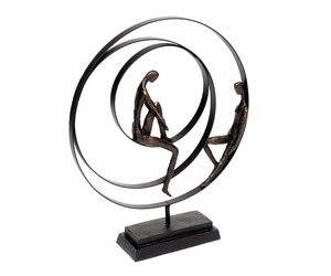 Sculpture Patience, figurine moderne abstraite en résine et métal, assise dans un cercle concentrique, pour décoration de table et de chambre à coucher. - Product Image 1