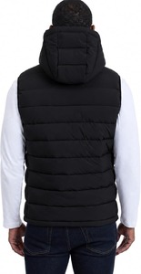 <b>Men's</b> <b>Black</b> Hooded Puffer <b>Vest</b> Sleeveless Zip Front Windproof Casual Outerwear Winter Wear - Product Image 2