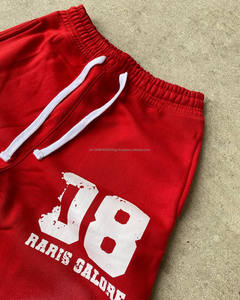 กางเกงวอร์มทรงหลวมเอวกลางโอเวอร์ไซส์ผู้ชายกางเกงวอร์มขากว้างตรงน้ำหนักเบาดีไซน์ขาบาน - Product Image 2