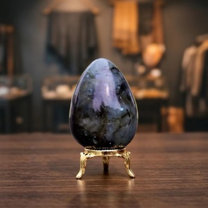 Smooth Polished Natural Labradorite <b>Egg</b> Ornament Oval Shape Feng Shui Collectible <b>Decorative</b> Stone Art Piece - Product Image 1