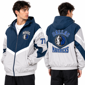 Chaqueta Cortavientos Reversible con Rayas en Chevron, Capucha con Cordón Ajustable, Bolsillos Laterales, Tejido Transpirable, Estilo Deportivo Informal - Product Image 1