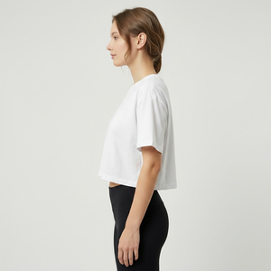 Women Casual Plain Crop <b>Top</b> Loose Fit Cotton T-Shirt Everyday Wear Soft Comfortable Summer Basic Tee - Product Image 3