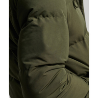 Veste matelassée à capuche pour homme, couleur vert olive, fermeture éclair intégrale, manteau d'hiver, fabrication en gros sous marque privée