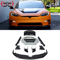 Kit Carrosserie V Style en Carbone Sec pour Tesla Model S : Lame de Pare-chocs Avant, Jupes Latérales, Diffuseur Arrière, Aile, Capot et Aileron Arrière - Vente Directe Usine